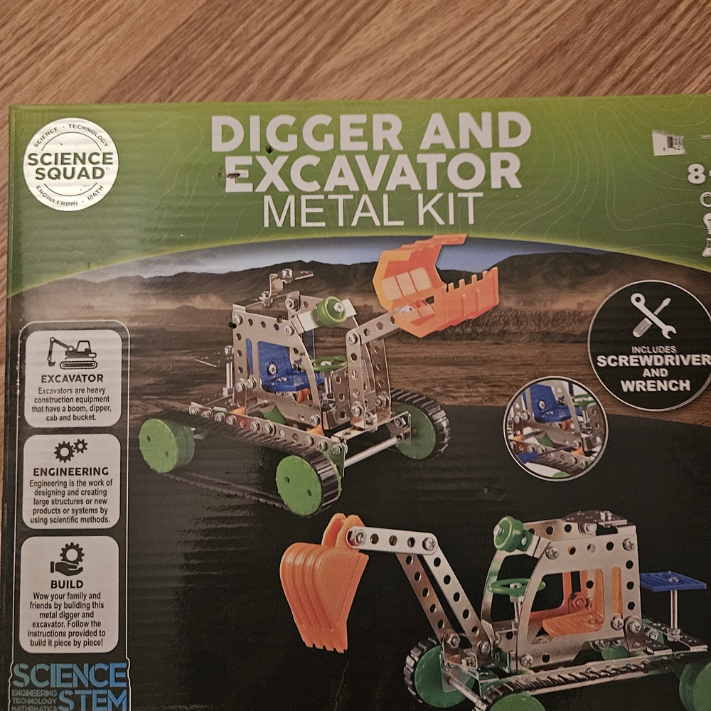 Green and Orange Building Set Excavator Toy